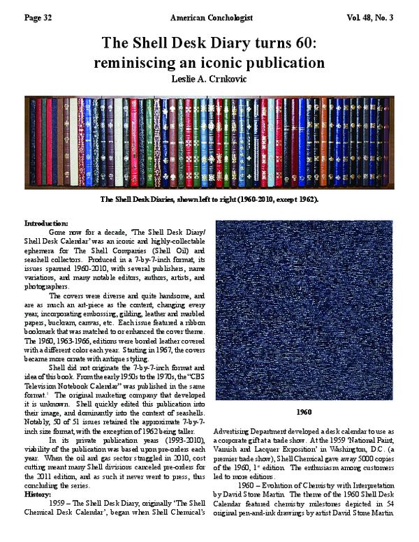 (PDF) The Shell Desk Diary turns 60:reminiscing an iconic publication.