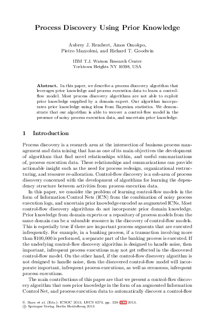 (PDF) Process Discovery Using Prior Knowledge