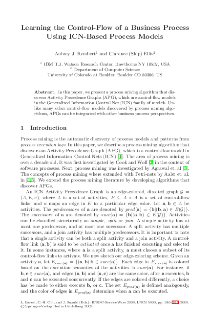 (PDF) Learning the Control-Flow of a Business Process Using ICN-Based ...