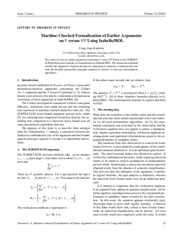 (PDF) Machine-Checked Formalization of Earlier Arguments on P versus NP ...