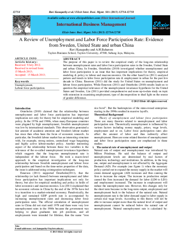 (PDF) A Review of Unemployment and Labor Force Participation Rate ...