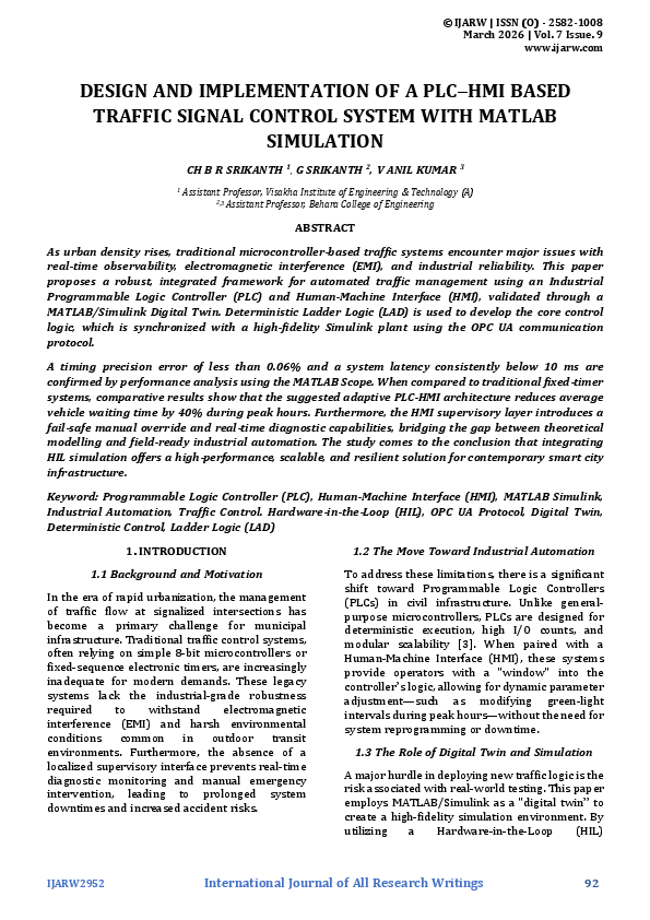 (PDF) DESIGN AND IMPLEMENTATION OF A PLC-HMI BASED TRAFFIC SIGNAL ...