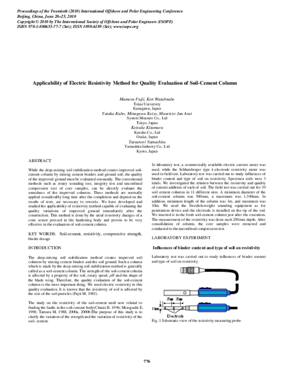 (PDF) Applicability of Electric Resistivity Method For Quality ...