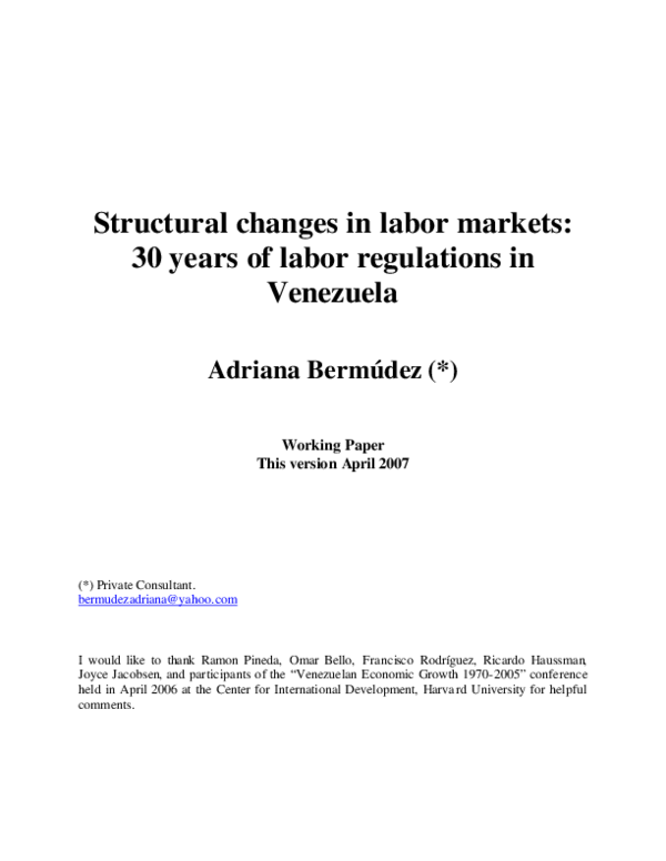 (PDF) Structural changes in labor markets: 30 years of labor ...