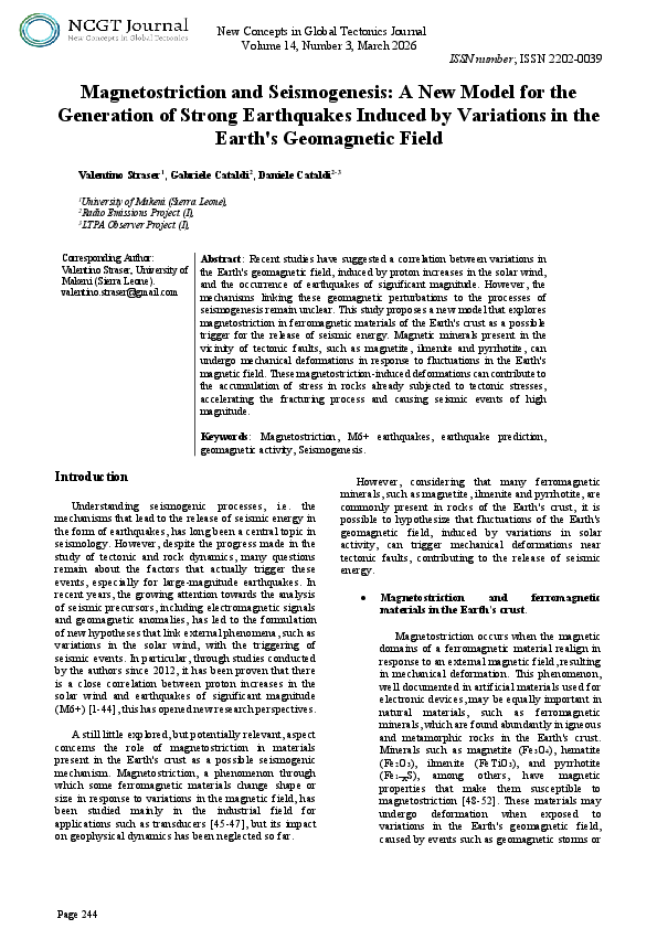 (PDF) Magnetostriction and Seismogenesis: A New Model for the ...