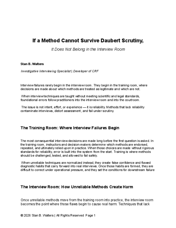 (PDF) If a Method Cannot Survive Daubert Scrutiny, It Does Not Belong ...