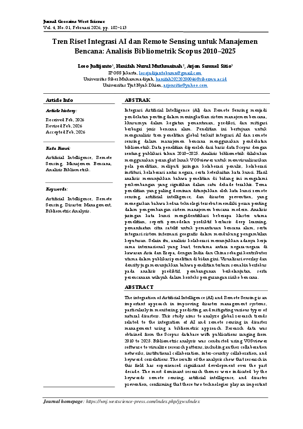 (PDF) Tren Riset Integrasi AI dan Remote Sensing untuk Manajemen ...