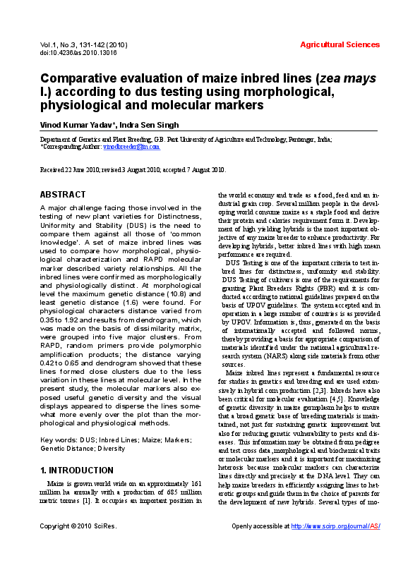 (PDF) Comparative evaluation of maize inbred lines (zea mays l ...