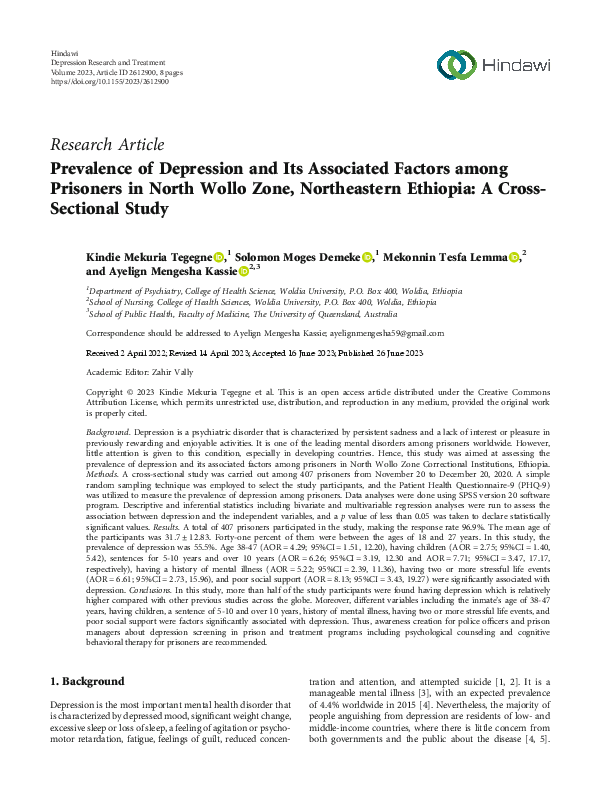 (PDF) Prevalence of Depression and Its Associated Factors among ...