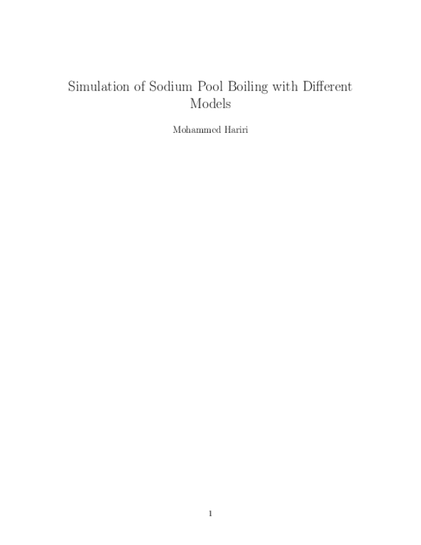 (PDF) Simulation of Sodium Pool Boiling with Different Models