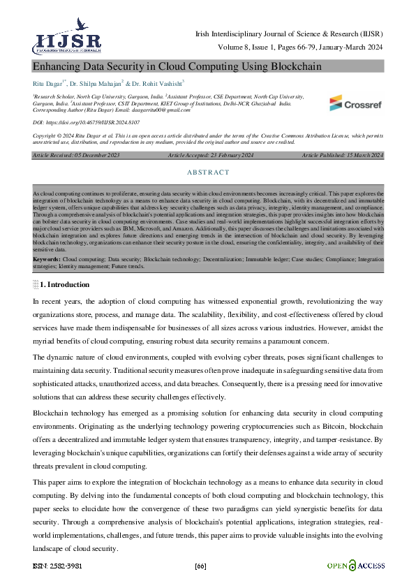 (PDF) Enhancing Data Security in Cloud Computing using Block chain