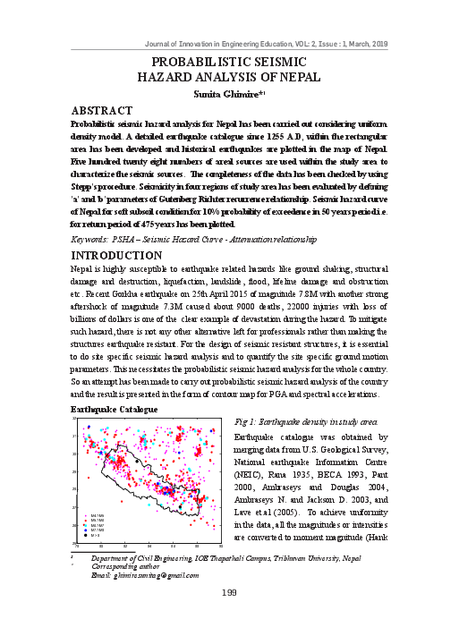 (PDF) Probabilistic seismic hazard analysis of Nepal
