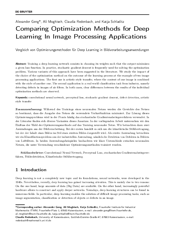(PDF) Comparing optimization methods for deep learning in image ...