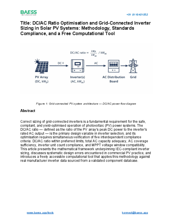 (PDF) DC/AC Ratio Optimisation and Grid-Connected Inverter Sizing in ...