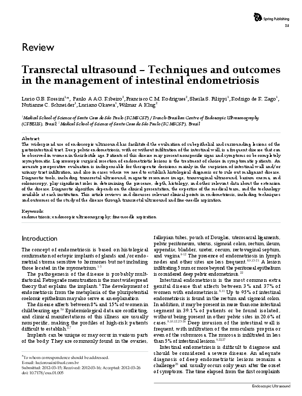 (PDF) Transrectal ultrasound - Techniques and outcomes in the ...