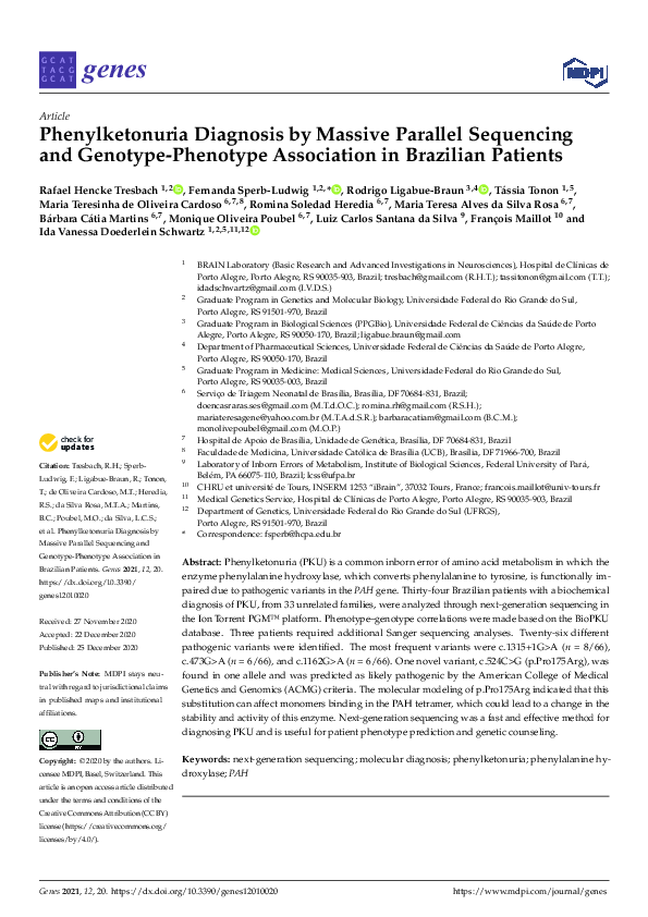 (PDF) Phenylketonuria Diagnosis by Massive Parallel Sequencing and ...