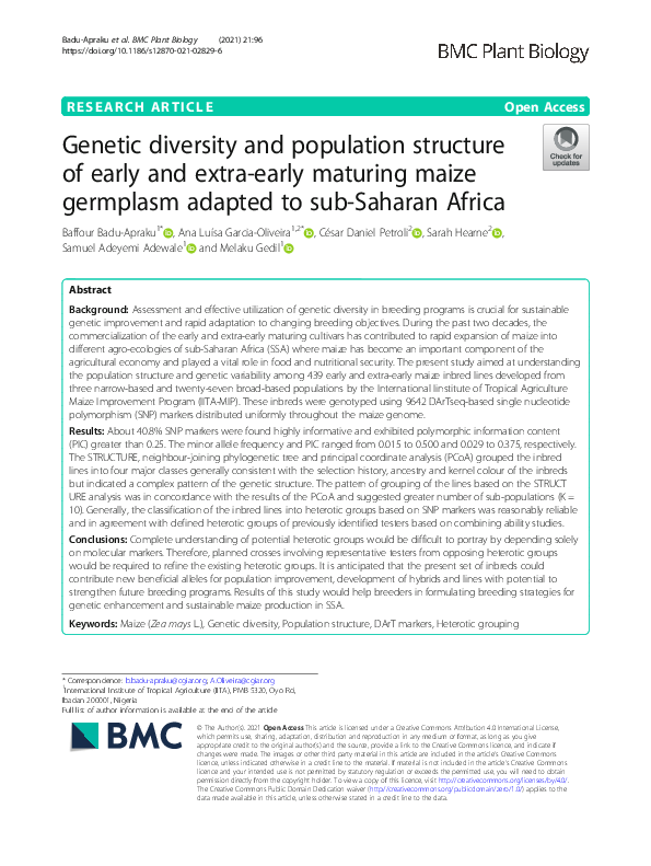 (PDF) Genetic diversity and population structure of early and extra ...