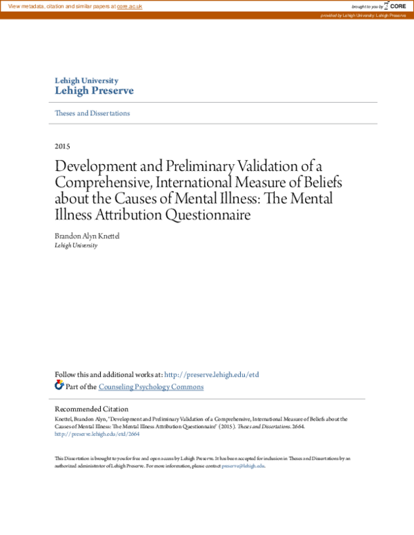 (PDF) Development and Preliminary Validation of a Comprehensive ...