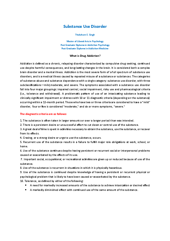 (PDF) Substance Use Disorder