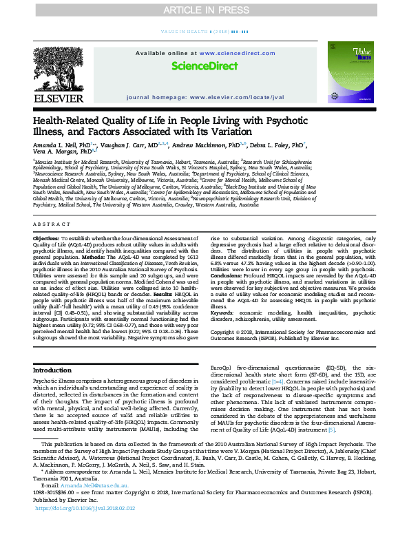 (PDF) Health-Related Quality of Life in People Living with Psychotic ...