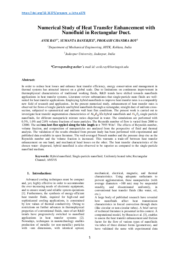 (PDF) Numerical Study of Heat Transfer Enhancement with Nanofluid in ...