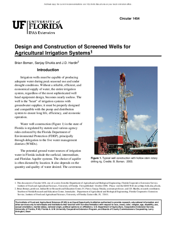 (PDF) Design and Construction of Screened Wells for Agricultural ...