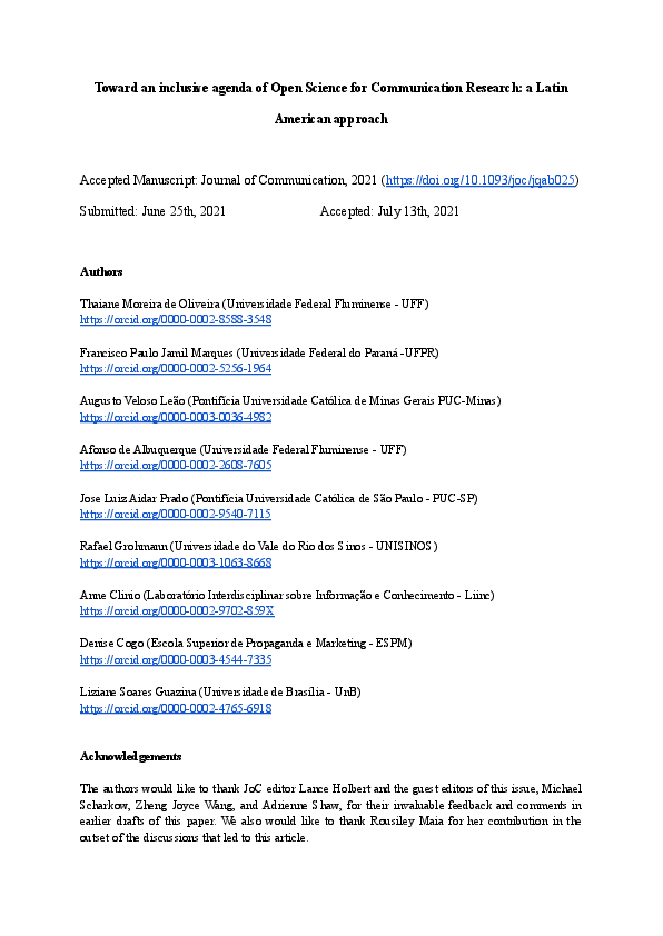 (PDF) Towards an Inclusive Agenda of Open Science for Communication ...
