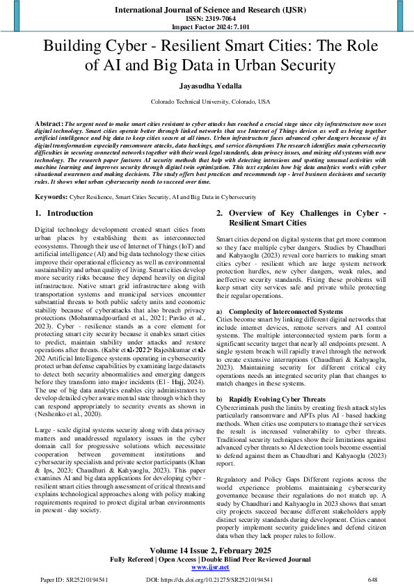 (PDF) Building Cyber -Resilient Smart Cities: The Role of AI and Big ...
