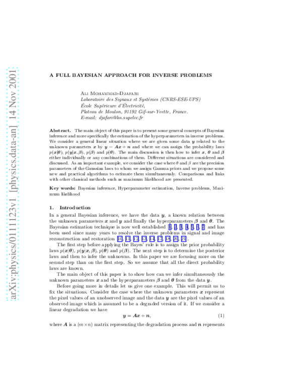 (PDF) A Full Bayesian Approach for Inverse Problems