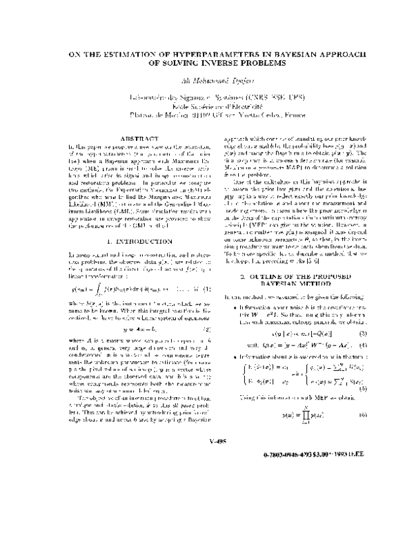 (PDF) On the estimation of hyperparameters in Bayesian approach of ...