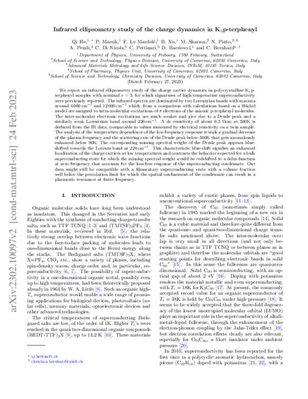 (PDF) Infrared ellipsometry study of the charge dynamics in K3p -terphenyl