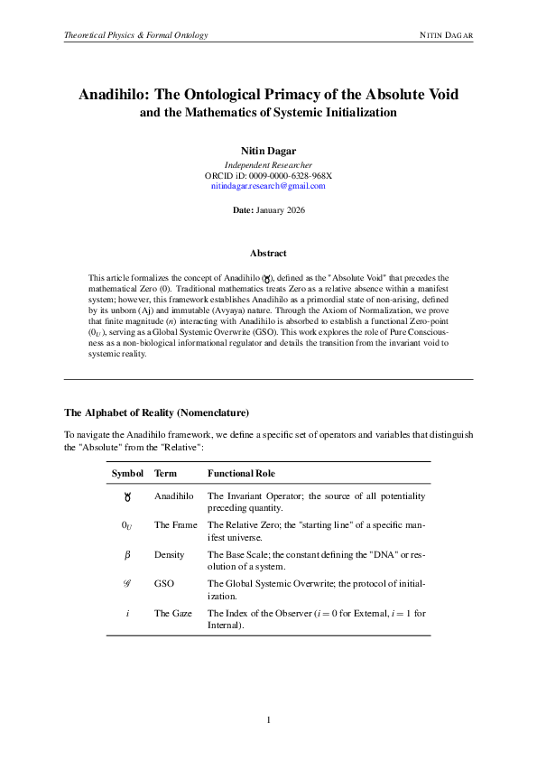 (PDF) Anadihilo: The Ontological Primacy of the Absolute Void and the ...
