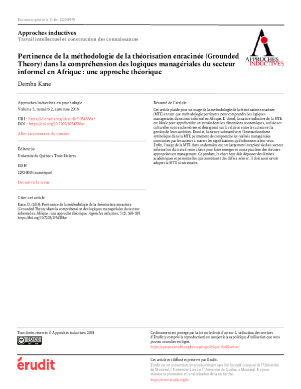 (PDF) Chapitre 7. La méthodologie de la théorisation enracinée