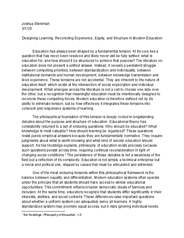 (PDF) Designing Learning: Reconciling Experience Equity and Structure ...