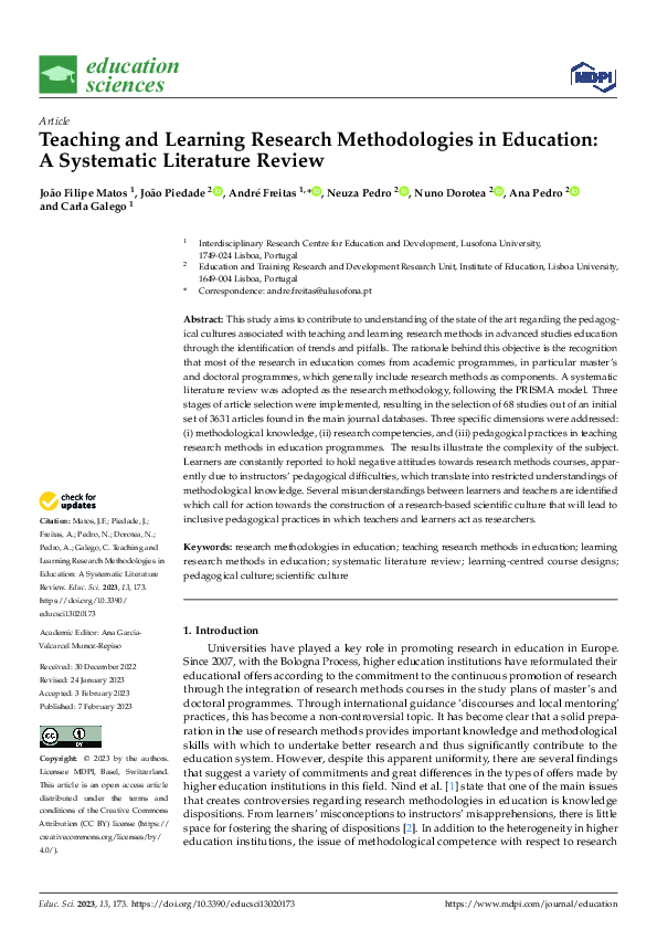 (PDF) Teaching and Learning Research Methodologies in Education: A ...