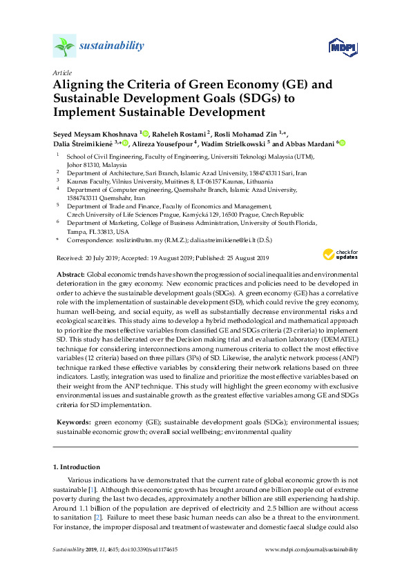 (PDF) Aligning the Criteria of Green Economy (GE) and Sustainable ...