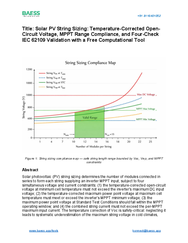 (PDF) FREE Solar PV String Sizing Tool: Temperature-Corrected Open ...