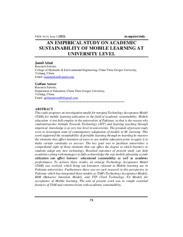 (PDF) An Empirical Study on Academic Sustainability of Mobile Learning ...