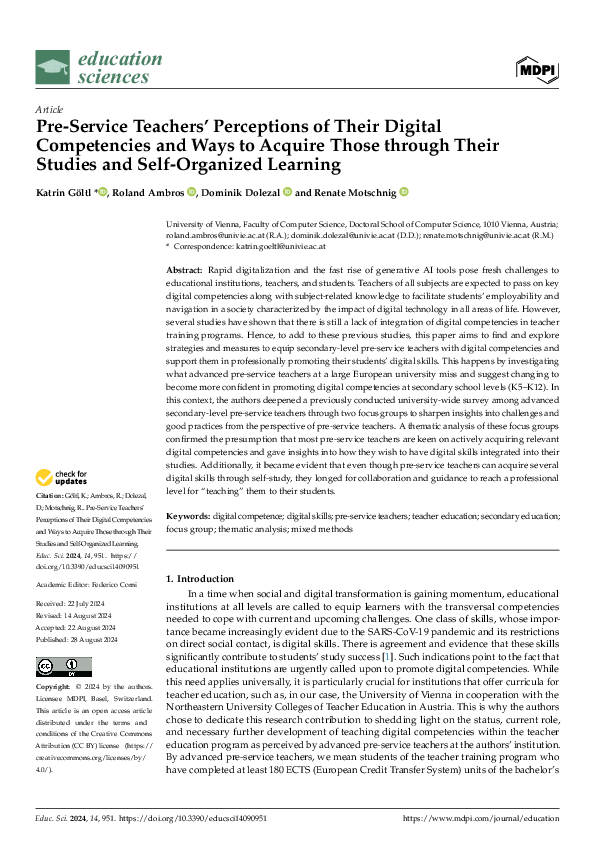 (PDF) Pre-Service Teachers' Perceptions of Their Digital Competencies ...