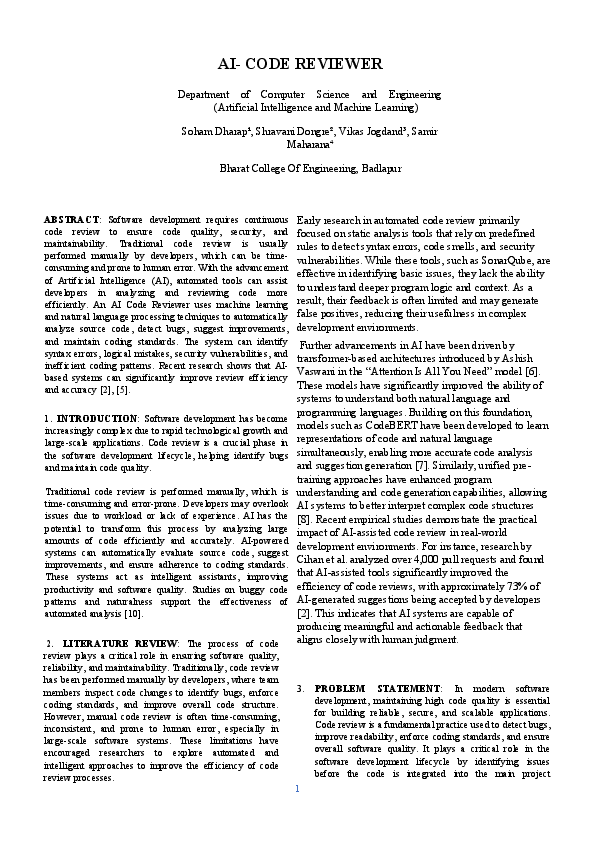 (PDF) AI-CODE REVIEWER