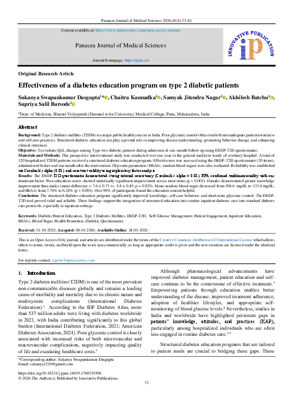 (PDF) Effectiveness of a diabetes education program on type 2 diabetic ...