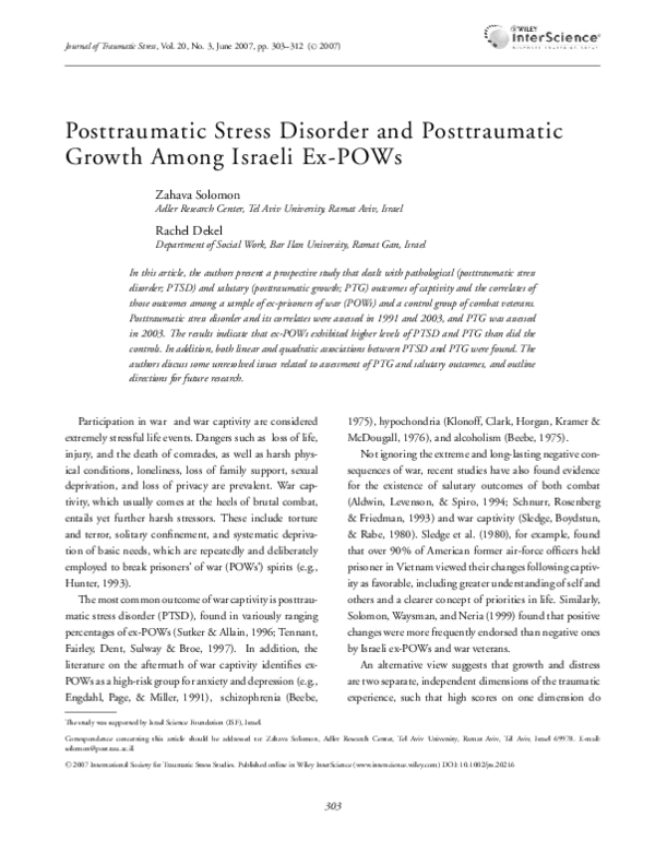 (PDF) Posttraumatic stress disorder and posttraumatic growth among ...