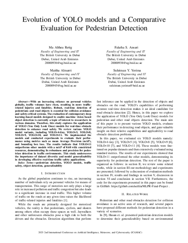(PDF) Evolution of YOLO models and a Comparative Evaluation for ...