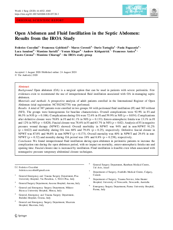 (PDF) Open Abdomen and Fluid Instillation in the Septic Abdomen ...