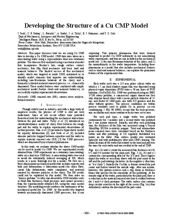 (PDF) Developing the structure of a Cu CMP model