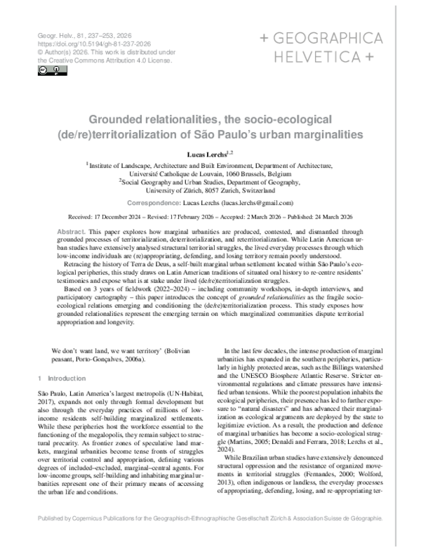 (PDF) Grounded relationalities, the socio-ecological (de/re ...
