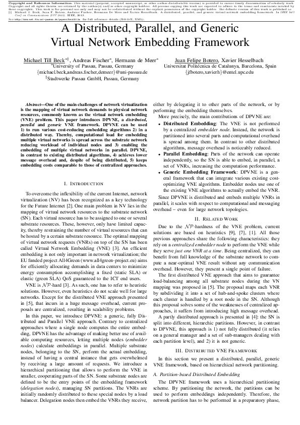 (PDF) A distributed, parallel, and generic virtual network embedding ...