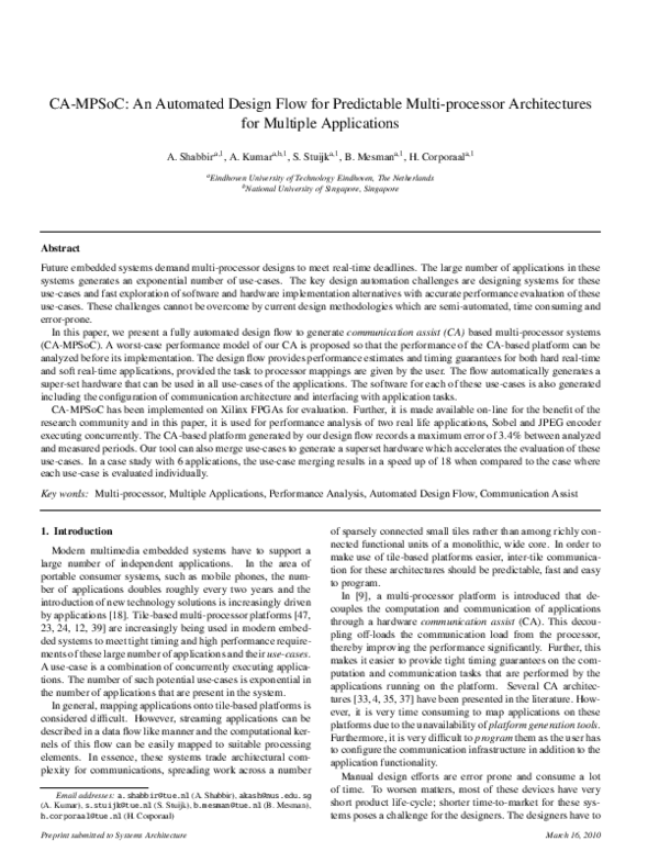 (PDF) CA-MPSoC: An automated design flow for predictable multi ...