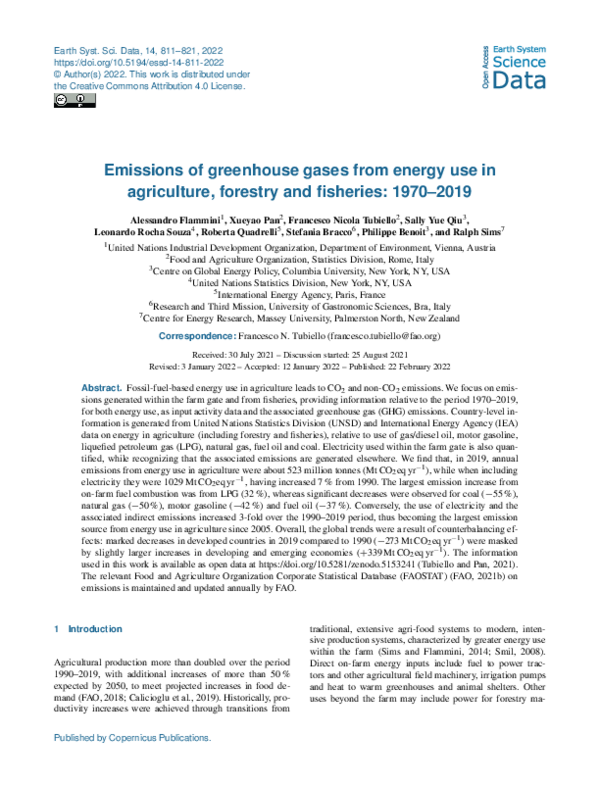 (PDF) Emissions of greenhouse gases from energy use in agriculture ...