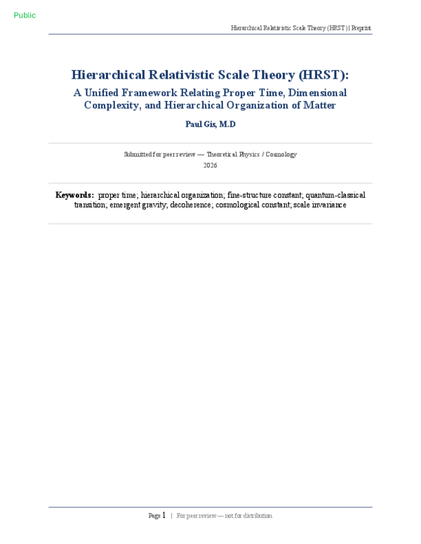 (PDF) Hierarchical Relativistic Scale Theory (HRST): A Unified ...